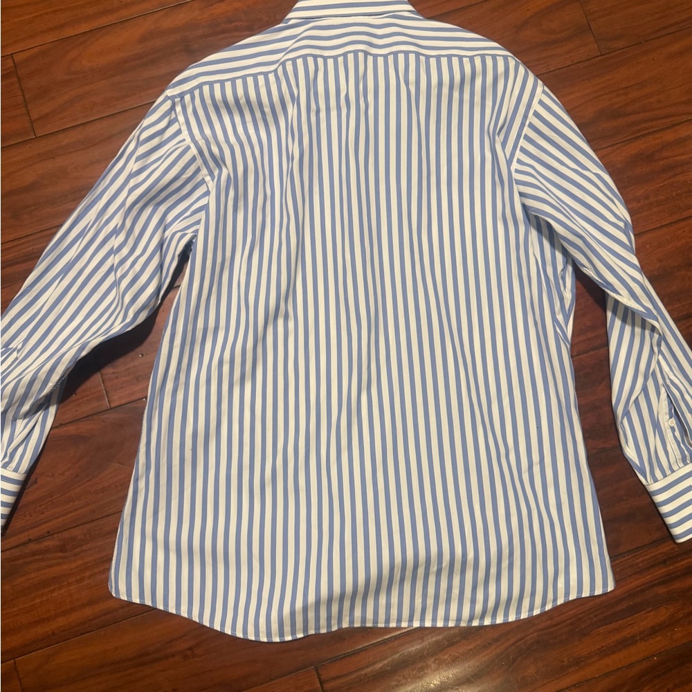 Gary Frazen Men's Blue & White Vertical Stripe Button-Down Shirt - Picture 5 of 8